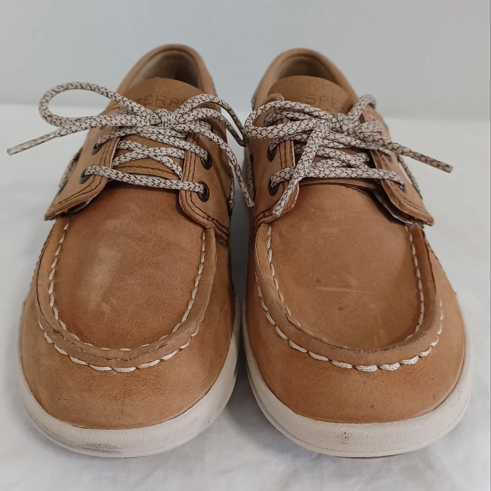 Sperry Kids Tan Brown Lace Moccasin Boat Shoes